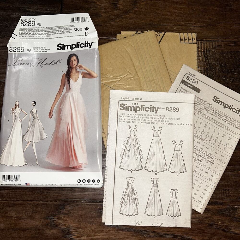 Simplicity 8289 Pattern Formal Dress Sz 12-20 P5 Leanne Marshall UNCUT